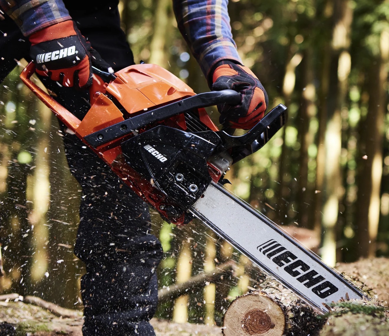ECHO chainsaw in use outdoors