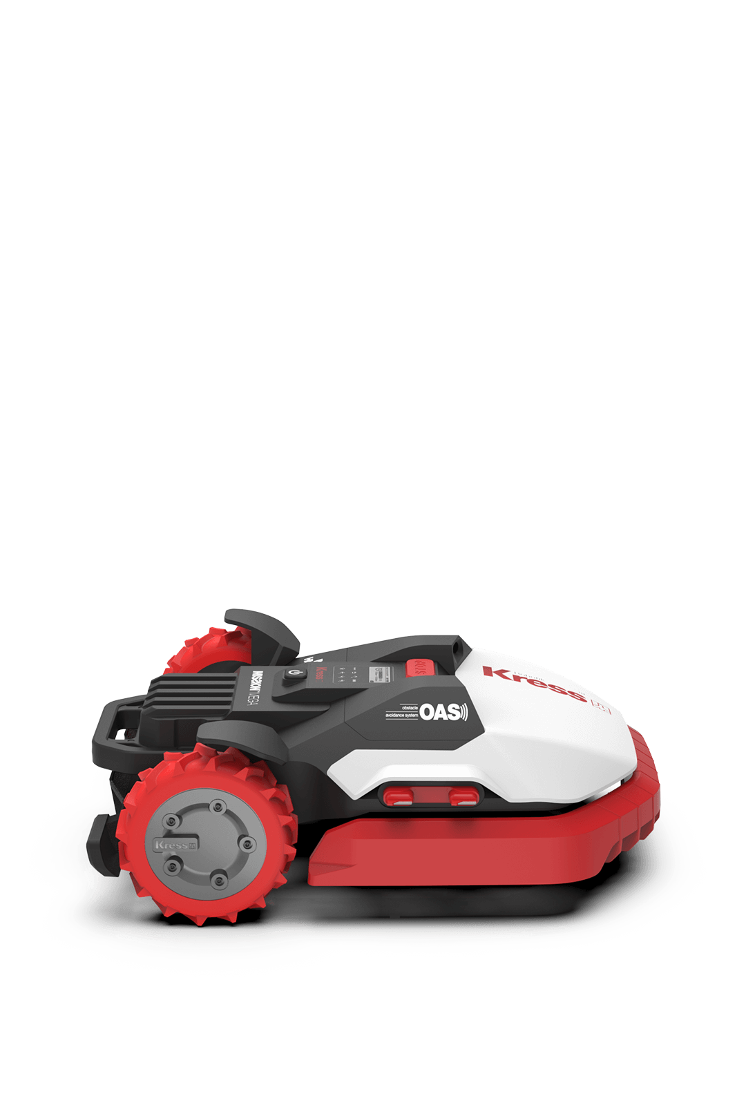 Kress KR136E The Kress Mission Mega robot mower manages lawns up to 6,500 m² with OAS (Obstacle Avoidance System)